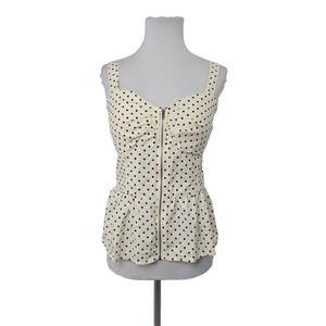 Liberty Love Yellow Polka Dot Full-Zip Smocked Camisole Top Junior XL